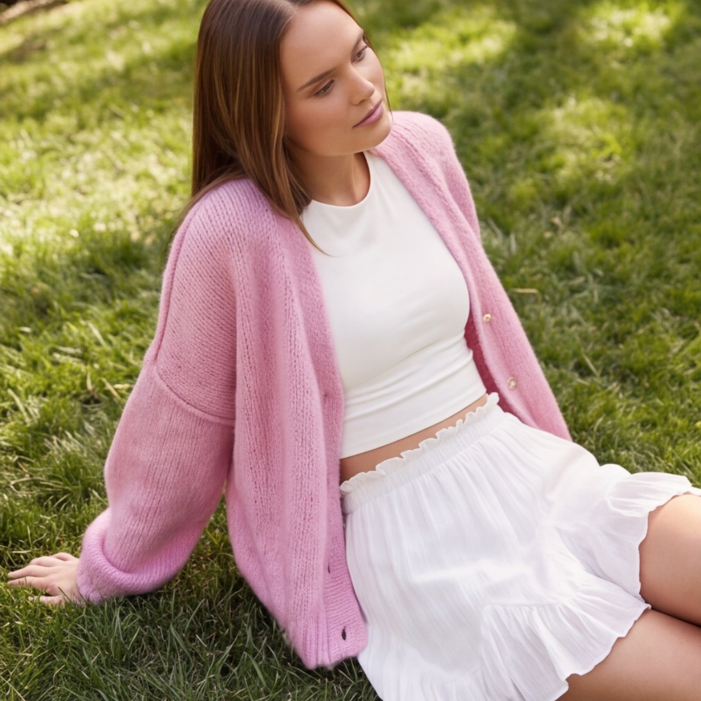 Blush Button Knit Cardigan