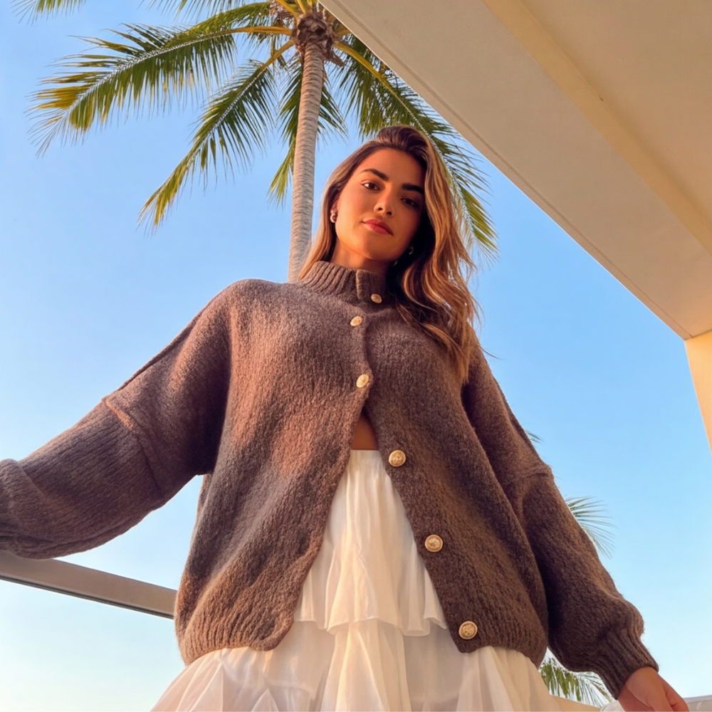 Golden Button Knit Cardigan