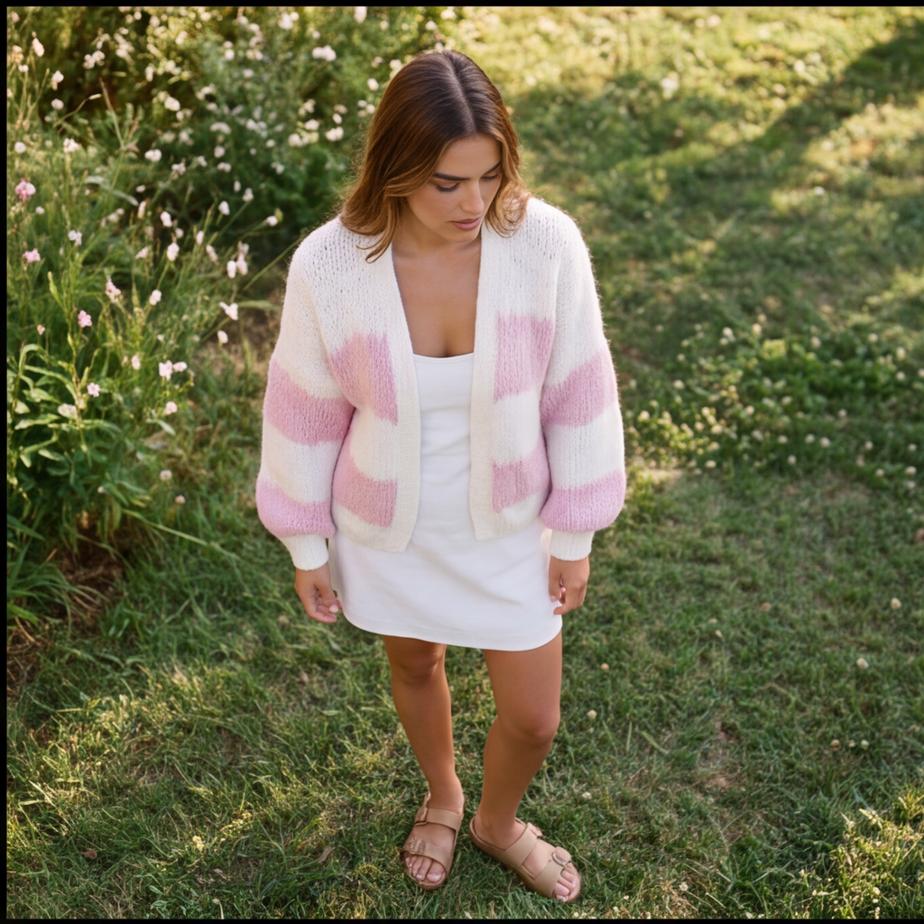 Blush Stripe Knit Cardigan
