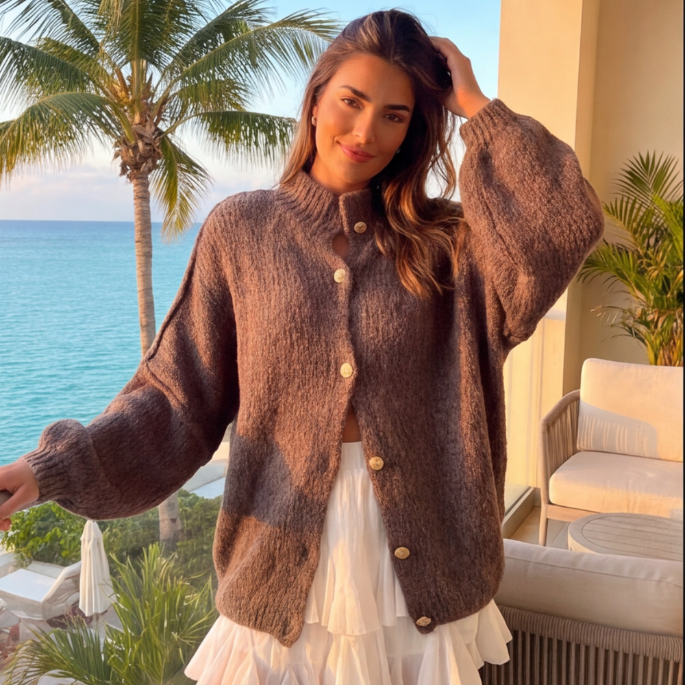 Golden Button Knit Cardigan