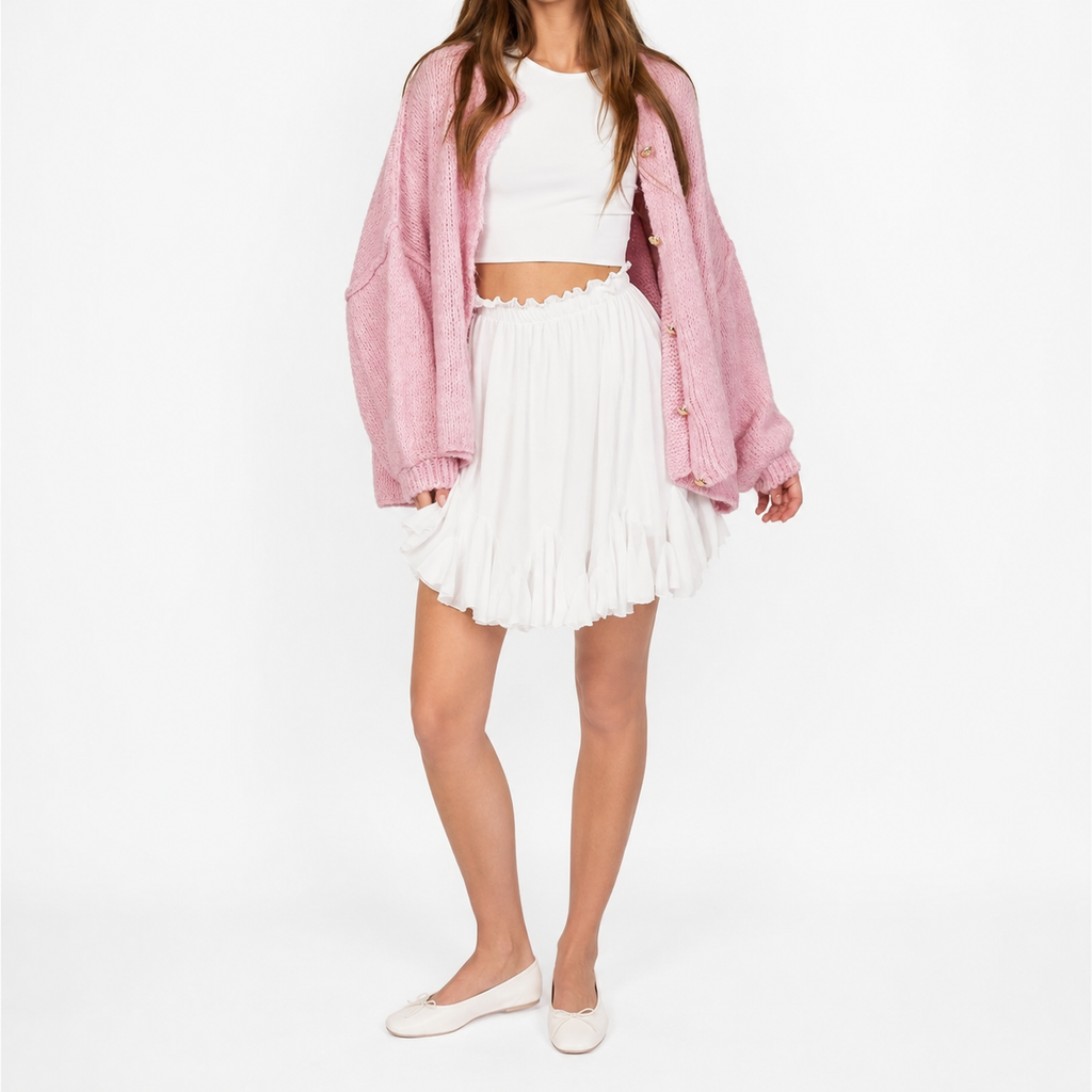 Blush Button Knit Cardigan