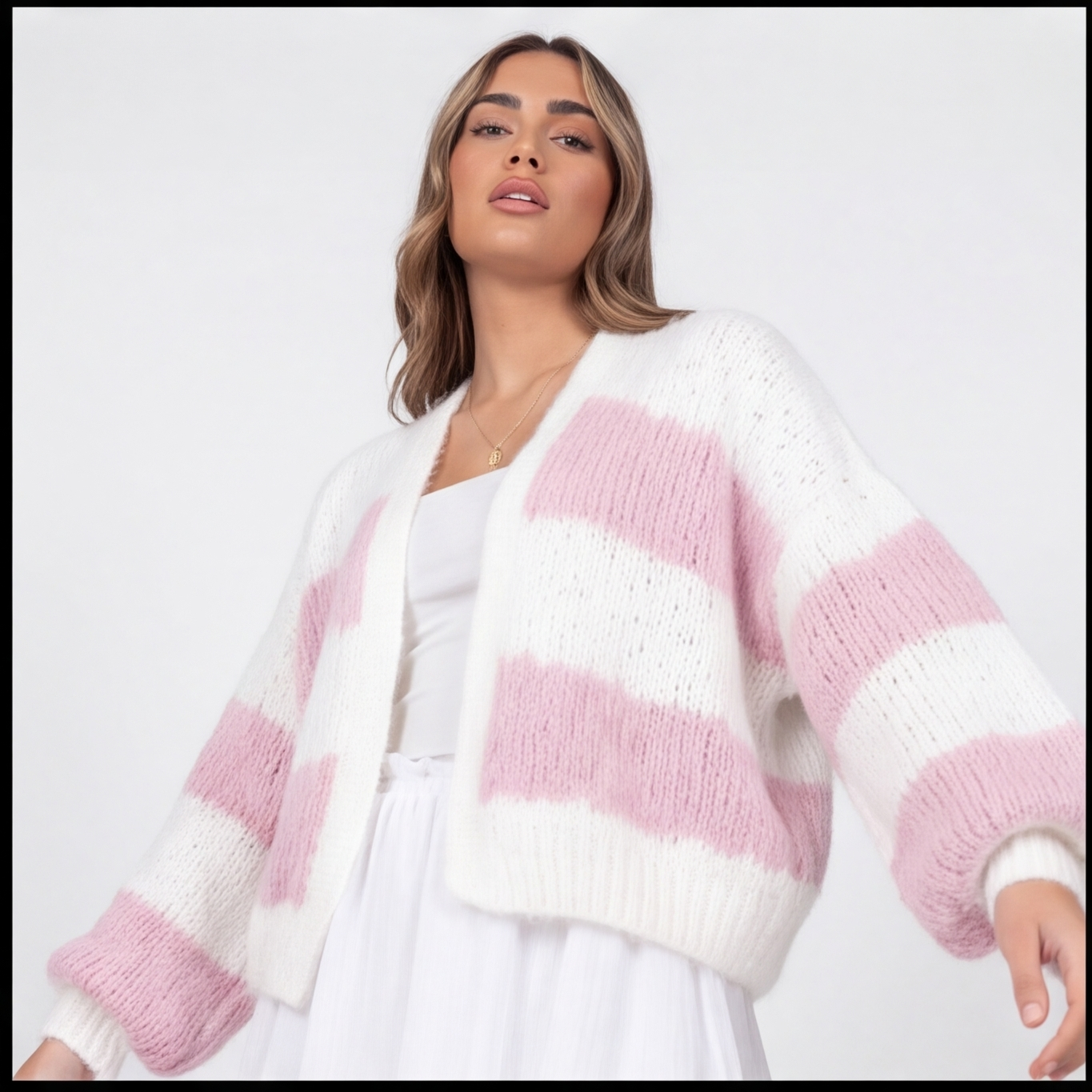 Blush Stripe Knit Cardigan